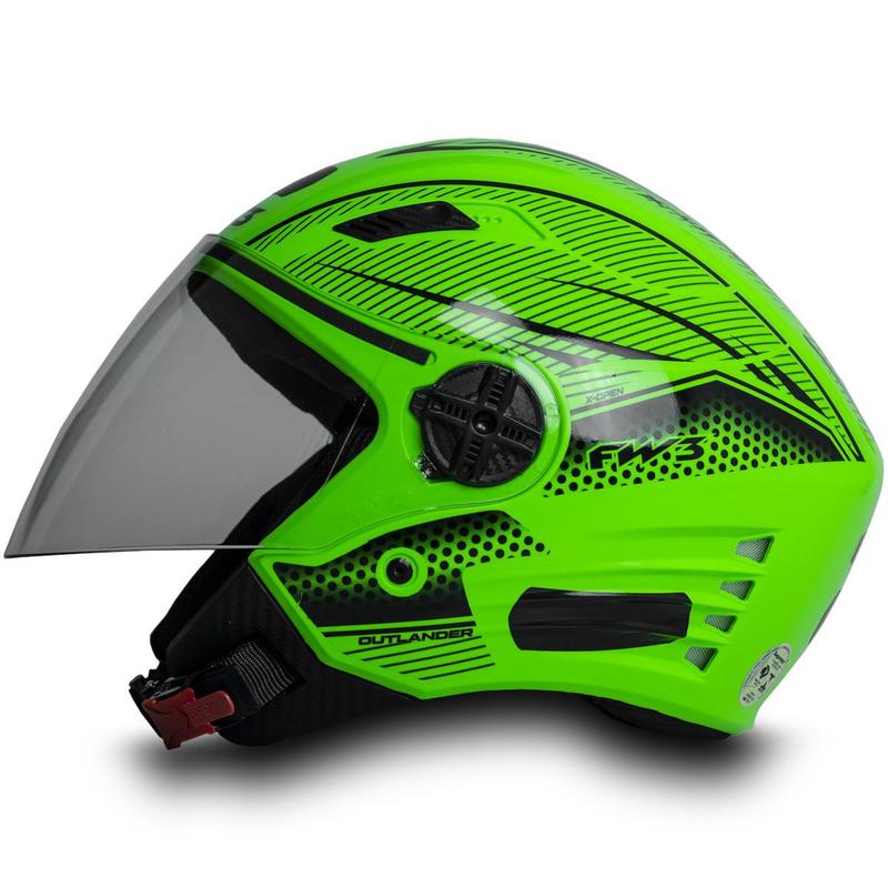 Capacete Aberto X Open Neon Verde Fw3 Para Moto Tam 58 - Capacete
